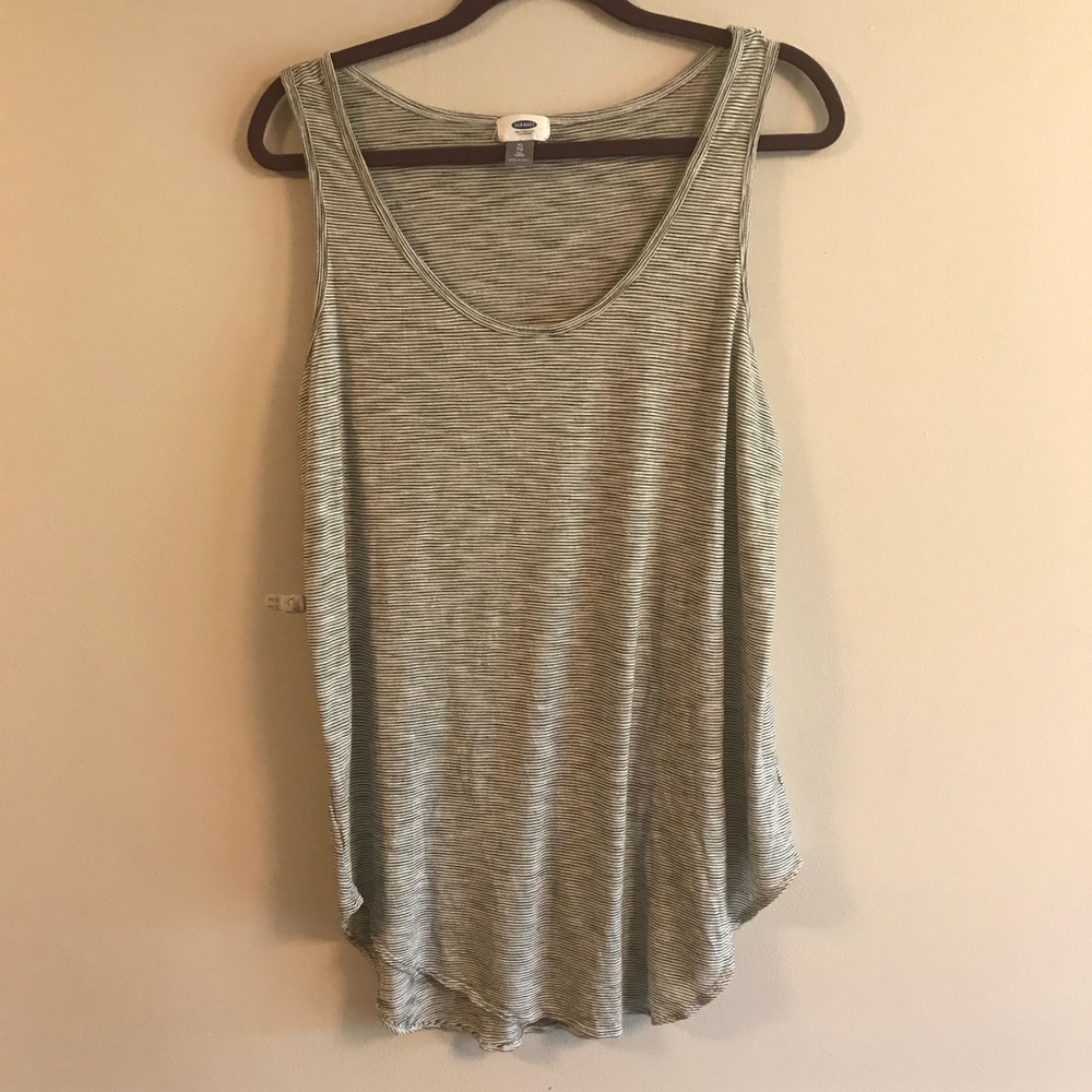 Old navy XL tall black/white microstripe tank NWOT